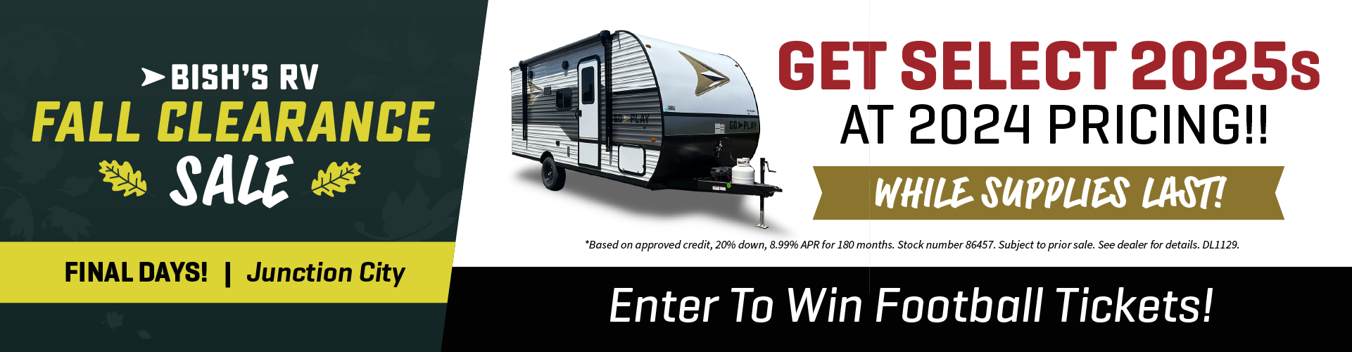 Fall Clearance Sale  - Final Days - Bish's RV of Junction City